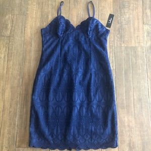NWT LULUS Navy Blue Lace Dress
